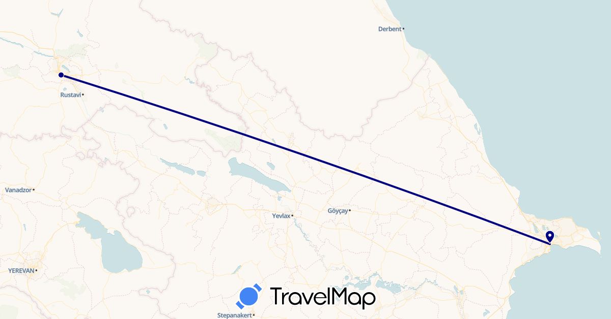 TravelMap itinerary: driving in Azerbaijan, Georgia (Asia)